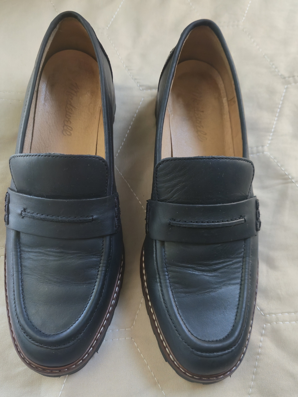 Madewell Black Leather Corinne Lugsole Loafers Chunky Classic Size 8.5 - Picture 2 of 8